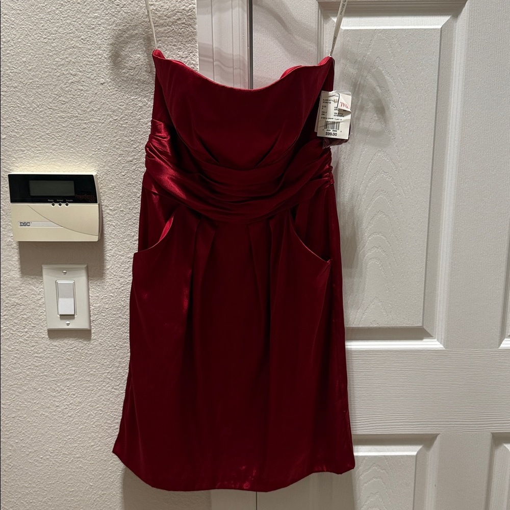 David’s bridal- Elegant Red Strapless Dress - Bridesmaid Dress